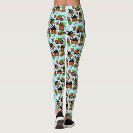 Kerstzwarte katten leggings (Achterkant)