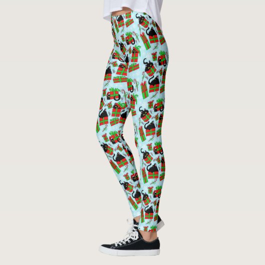 Kerstzwarte katten leggings (Links)