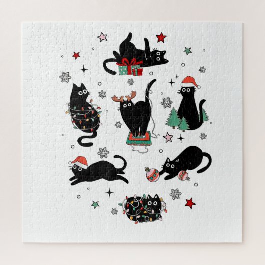 Kerstzwarte katten legpuzzel (Verticaal)
