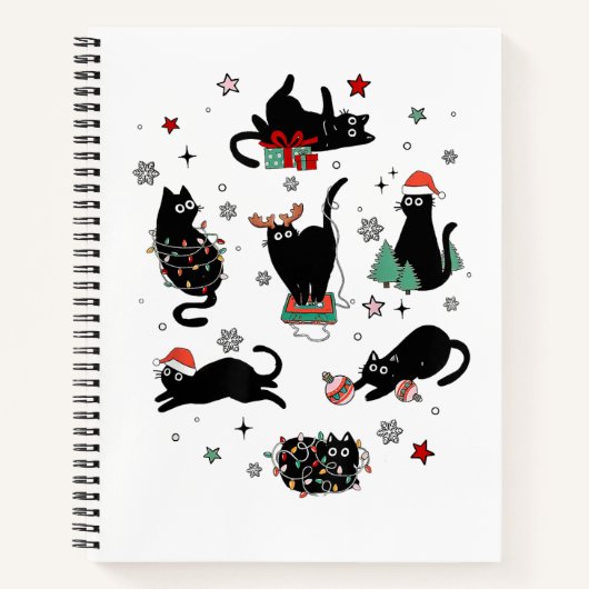 Kerstzwarte katten notitieboek (Voorkant)