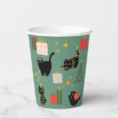 Kerstzwarte katten papieren bekers (Achterkant)