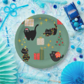 Kerstzwarte katten papieren bordje (Feest)