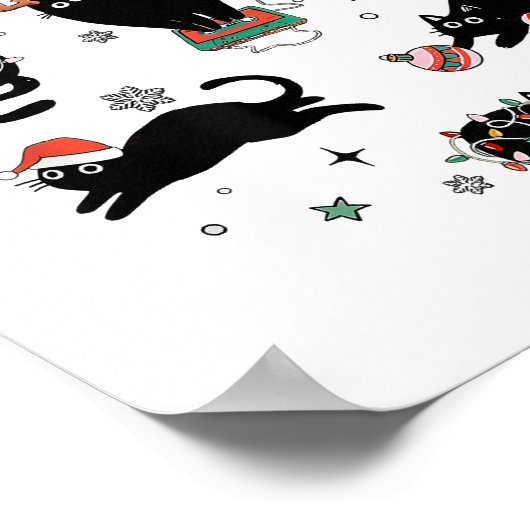 Kerstzwarte katten poster (Hoek)