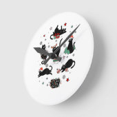 Kerstzwarte katten ronde klok (Hoek)