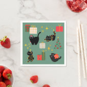 Kerstzwarte katten servet (Insitu)