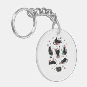 Kerstzwarte katten sleutelhanger (Voorkant Links)