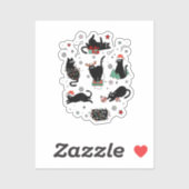 Kerstzwarte katten sticker (Vel)