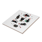 Kerstzwarte katten tegeltje (Zijkant)