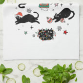 Kerstzwarte katten theedoek (Gevouwen)
