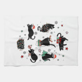 Kerstzwarte katten theedoek (Horizontaal)