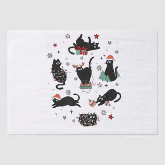 Kerstzwarte katten tissuepapier (Voorkant)