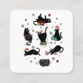 Kerstzwarte katten vierkante visitekaartje (Achterkant)