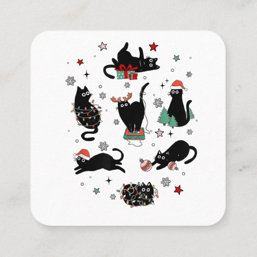 Kerstzwarte katten vierkante visitekaartje (Achterkant)