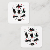Kerstzwarte katten vierkante visitekaartje (Voorkant / Achterkant)
