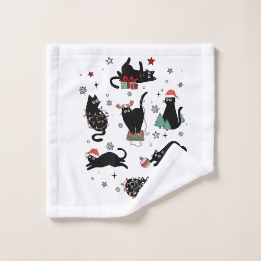 Kerstzwarte katten washandje (Wasdoekje)