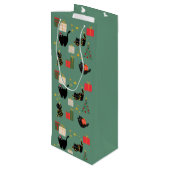 Kerstzwarte katten wijn cadeautas (Achterkant Gekanteld)
