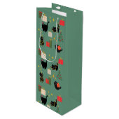 Kerstzwarte katten wijn cadeautas (Voorkant Gekanteld)