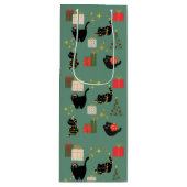 Kerstzwarte katten wijn cadeautas (Voorkant)