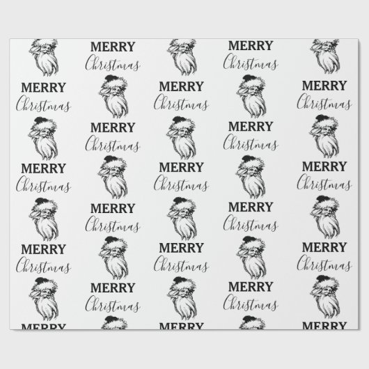 Kerstzwarte kerstkerstkerstman cadeaupapier (Vlak)