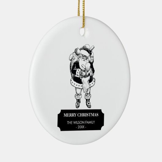 Kerstzwarte  Kerstman, witte Kerstman en Baby Keramisch Ornament (Rechts)