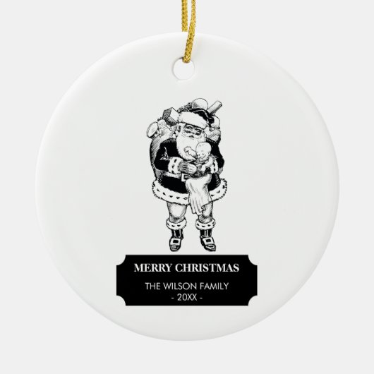 Kerstzwarte Kerstman, witte Kerstman en Baby Keramisch Ornament (Voorkant)