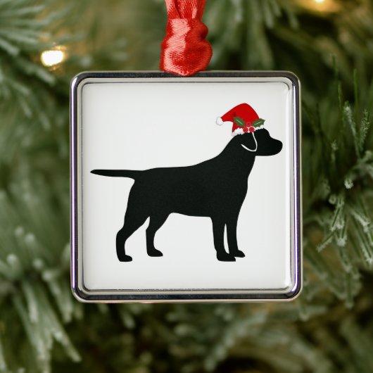 Kerstzwarte lab Dog Metalen Ornament (Boom)
