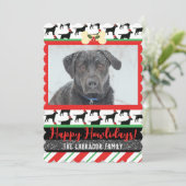 Kerstzwarte lab Dog Voeg je foto toe Feestdagenkaart (Staand voorkant)