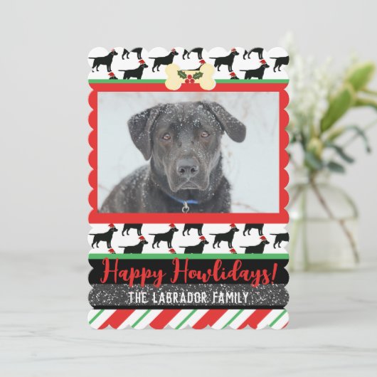 Kerstzwarte lab Dog Voeg je foto toe Feestdagenkaart (Staand voorkant)