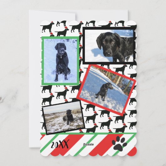 Kerstzwarte lab Dog Voeg je foto toe Feestdagenkaart (Achterkant)