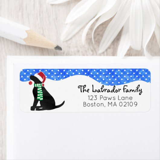 Kerstzwarte lab Holiday Dog Etiket (Insitu)