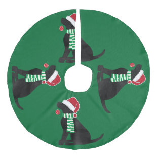 Kerstzwarte lab Holiday Dog Imitatie Linnen Kerstboom Kleed