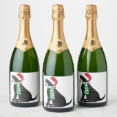 Kerstzwarte lab Holiday Dog Sparkling Wijnetiket (Flessen)