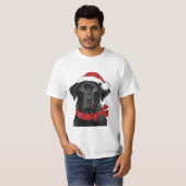 Kerstzwarte lab Holiday Dog T-shirt (Voorkant volledig)