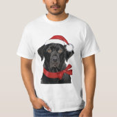 Kerstzwarte lab Holiday Dog T-shirt (Voorkant)