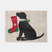 Kerstzwarte lab Preppy Dog Deurmat (Voorkant)
