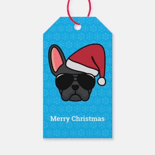 Kerstzwarte Labels met bulledog Cadeaulabel (Voorkant)