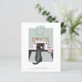 Kerstzwarte labrador Dog Fireplace Scene (Staand voorkant)