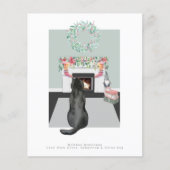 Kerstzwarte labrador Dog Fireplace Scene (Voorkant)