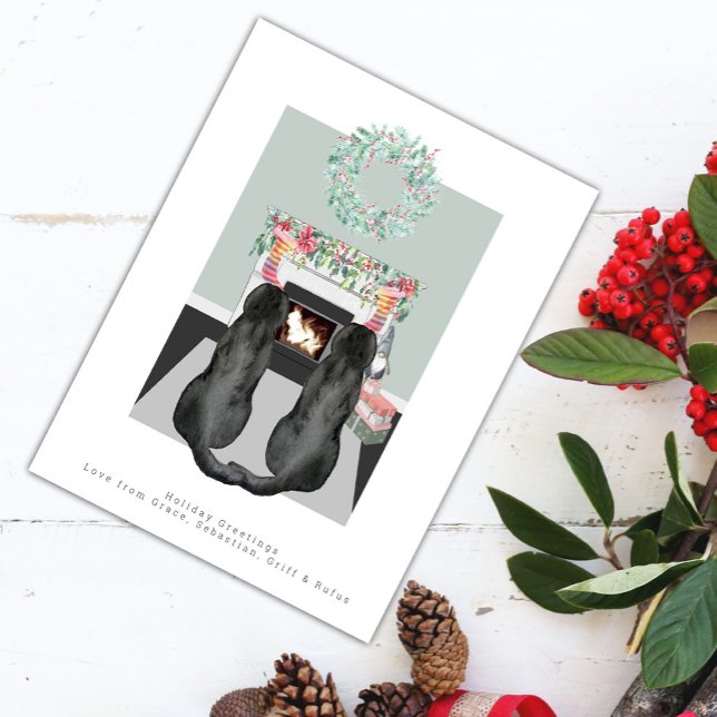 Kerstzwarte labrador Dogs Fireplace Scene (Creator heeft geüpload)