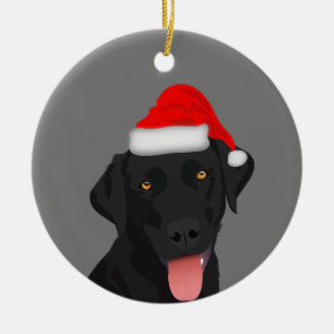 Kerstzwarte labrador keramisch ornament