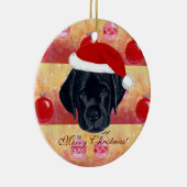 Kerstzwarte labrador Puppy Keramisch Ornament (Rechts)