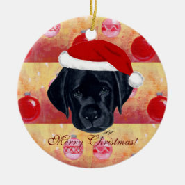 Kerstzwarte labrador Puppy Keramisch Ornament
