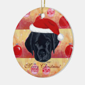 Kerstzwarte labrador Puppy Keramisch Ornament (Links)