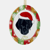 Kerstzwarte labrador Puppy Mosaic Keramisch Ornament (Rechts)
