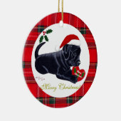 Kerstzwarte labrador Puppy Santa Hat Keramisch Ornament (Rechts)