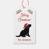 Kerstzwarte labrador Puppy Silhouette Cadeaulabel (Voorkant)