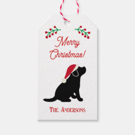 Kerstzwarte labrador Puppy Silhouette Cadeaulabel