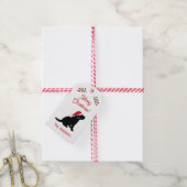 Kerstzwarte labrador Puppy Silhouette Cadeaulabel (Met Touw)