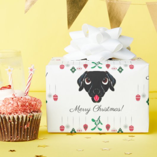 Kerstzwarte labrador Retriever Cadeaupapier (Verjaardagsfeest)