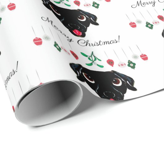 Kerstzwarte labrador Retriever Cadeaupapier (Rol Hoek)